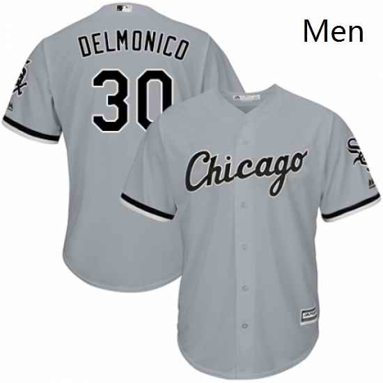 Mens Majestic Chicago White Sox 30 Nicky Delmonico Replica Grey Road Cool Base MLB Jersey